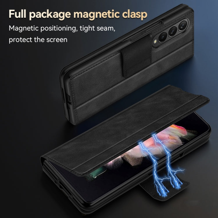 For Samsung Galaxy Z Fold4 / W23 SULADA All-inclusive Magnetic Snap Flip Leather Phone Case(Black) - Galaxy Z Fold4 5G Cases by SULADA | Online Shopping UK | buy2fix