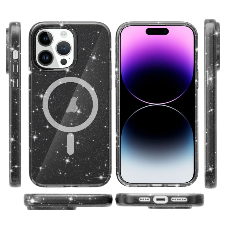 For iPhone 15 Pro Terminator Style Glitter Powder MagSafe Magnetic Phone Case(Black) - iPhone 15 Pro Cases by buy2fix | Online Shopping UK | buy2fix