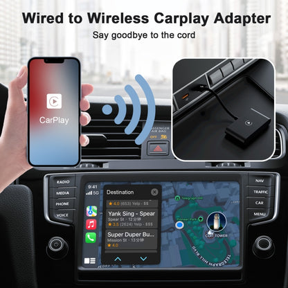 USB + USB-C / Type-C Wired to Wireless Carplay Adapter for iPhone(Black) - Bluetooth Adapters by buy2fix | Online Shopping UK | buy2fix