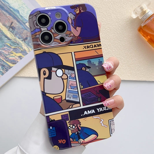 For iPhone 14 Pro Painted Pattern Precise Hole PC Phone Case(Working Comics) - iPhone 14 Pro Cases by buy2fix | Online Shopping UK | buy2fix