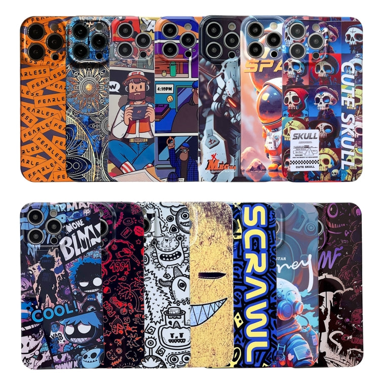 For iPhone 15 Pro Painted Pattern Precise Hole PC Phone Case(Orange Comics) - iPhone 15 Pro Cases by buy2fix | Online Shopping UK | buy2fix