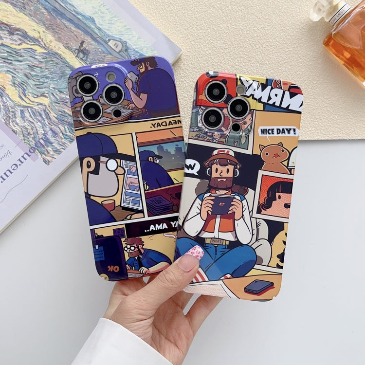 For iPhone 13 Pro Painted Pattern Precise Hole PC Phone Case(Purple Comics) - iPhone 13 Pro Cases by buy2fix | Online Shopping UK | buy2fix