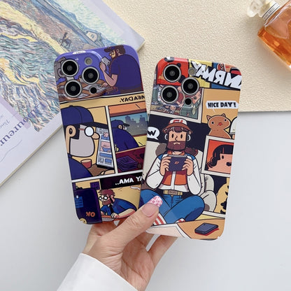 For iPhone 15 Pro Painted Pattern Precise Hole PC Phone Case(Working Uncle) - iPhone 15 Pro Cases by buy2fix | Online Shopping UK | buy2fix