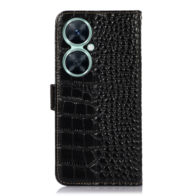 For Huawei Nova 11i / Enjoy 60 Pro / Maimang 20 5G  Crocodile Top Layer Cowhide Leather Phone Case(Black) - Huawei Cases by buy2fix | Online Shopping UK | buy2fix