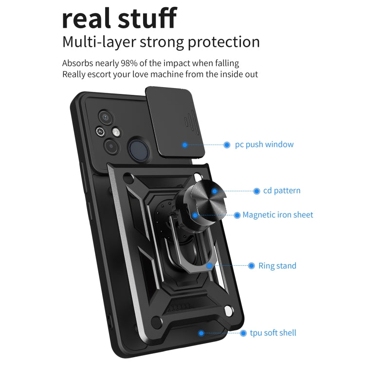 For Xiaomi Redmi 12 4G Sliding Camera Cover Design TPU Hybrid PC Phone Case(Silver) - Xiaomi Cases by buy2fix | Online Shopping UK | buy2fix