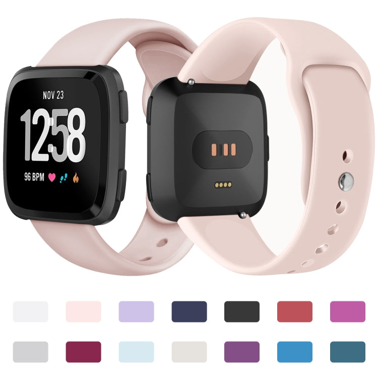 For Fitbit Versa 2 / Fitbit Versa / Fitbit Versa Lite Solid Color Silicone Watch Band, Size:S(Sand Pink) - Smart Wear by buy2fix | Online Shopping UK | buy2fix