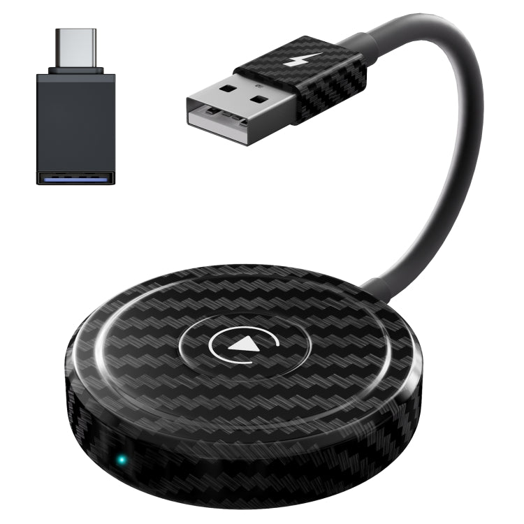 Carbon Fiber USB + USB-C / Type-C Wired to Wireless Carplay Adapter for iPhone(Black) - Bluetooth Adapters by buy2fix | Online Shopping UK | buy2fix