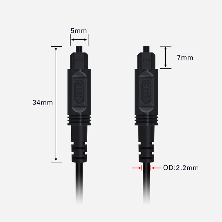 5m EMK OD2.2mm Digital Audio Optical Fiber Cable Plastic Speaker Balance Cable(Black) - Audio Optical Cables by EMK | Online Shopping UK | buy2fix
