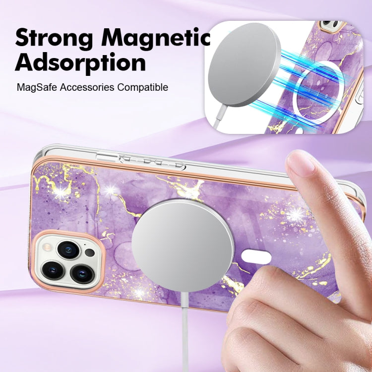 For iPhone 13 Pro Max Marble Pattern Dual-side IMD Magsafe TPU Phone Case(Purple 002) - iPhone 13 Pro Max Cases by buy2fix | Online Shopping UK | buy2fix
