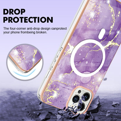 For iPhone 13 Pro Max Marble Pattern Dual-side IMD Magsafe TPU Phone Case(Purple 002) - iPhone 13 Pro Max Cases by buy2fix | Online Shopping UK | buy2fix