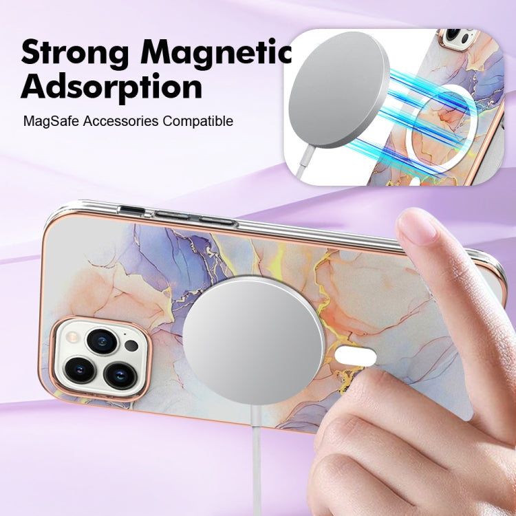 For iPhone 14 Pro Marble Pattern Dual-side IMD Magsafe TPU Phone Case(White Marble) - iPhone 14 Pro Cases by buy2fix | Online Shopping UK | buy2fix