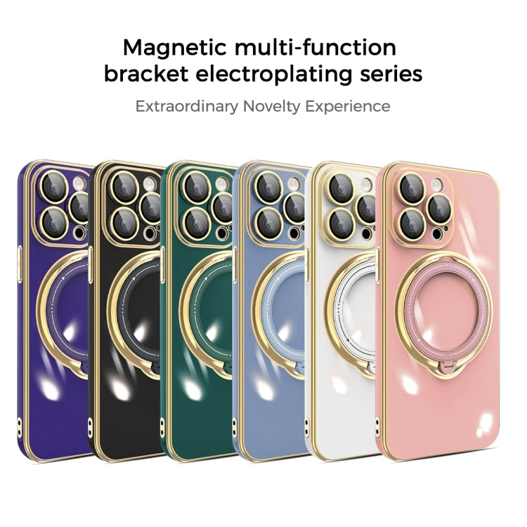 For iPhone 13 Pro Multifunction Electroplating MagSafe Holder Phone Case(Blue) - iPhone 13 Pro Cases by buy2fix | Online Shopping UK | buy2fix