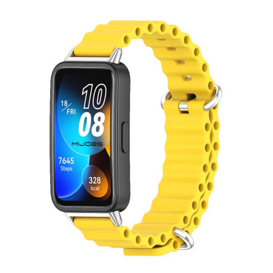 For Huawei Band 8 / 9 Mijobs Marine Silicone Breathable Watch Band(Yellow+Silver) - Watch Bands by MIJOBS | Online Shopping UK | buy2fix