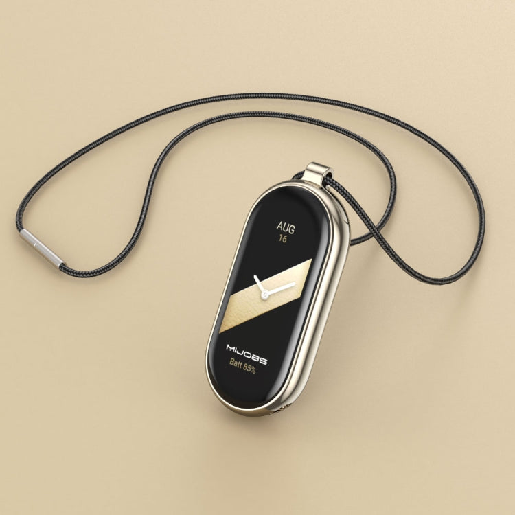 For Xiaomi Mi Band 8 / 9 / 9 NFC Mijobs Stainless Steel Buckle Wax Rope Necklace(Black+Light Gold) - Watch Bands by MIJOBS | Online Shopping UK | buy2fix