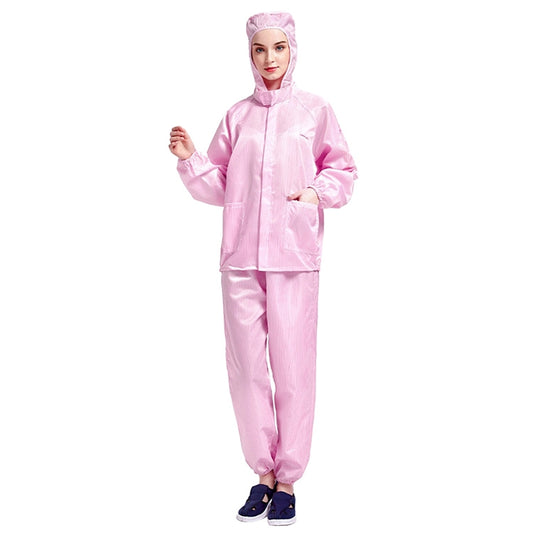 Striped Anti-static Split Hood Dust-proof Work Suit, Size:L(Pink) - Protective Clothing by buy2fix | Online Shopping UK | buy2fix