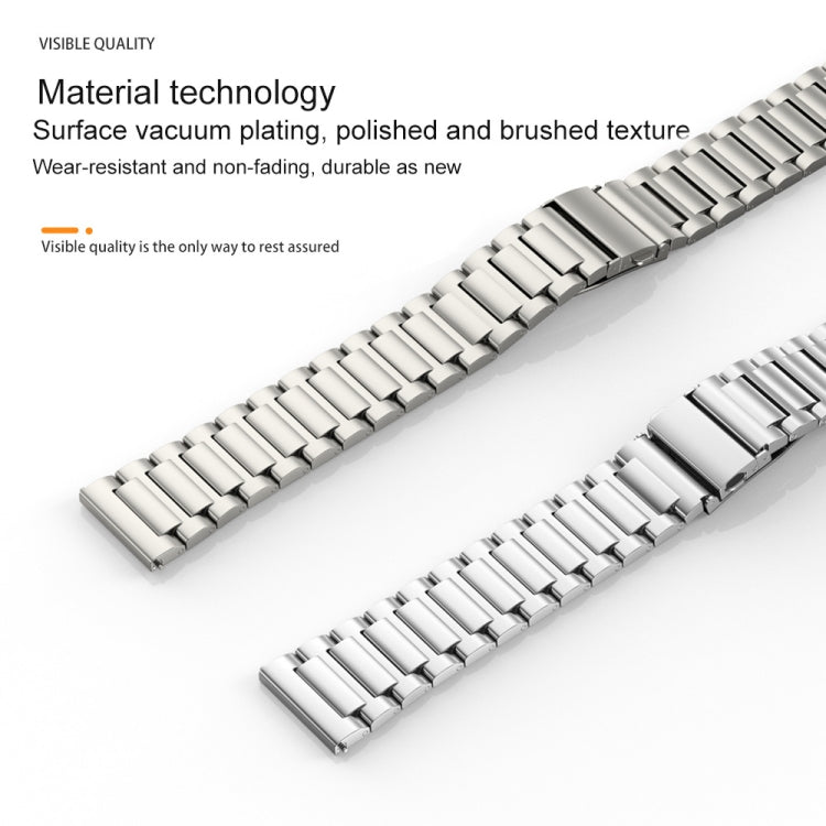 22mm Three Strains Jump Buckle Titanium Metal Watch Band(Titanium Gray) - Watch Bands by buy2fix | Online Shopping UK | buy2fix