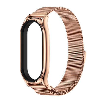 For Xiaomi Mi Band 8 Mijobs Plus Case Milan Magnetic Stainless Steel Watch Band(Rose Gold) - Watch Bands by MIJOBS | Online Shopping UK | buy2fix