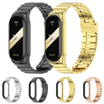 For Xiaomi Mi Band 8 Mijobs CS Case Bamboo Buckle Metal Watch Band(Gold) - Watch Bands by MIJOBS | Online Shopping UK | buy2fix