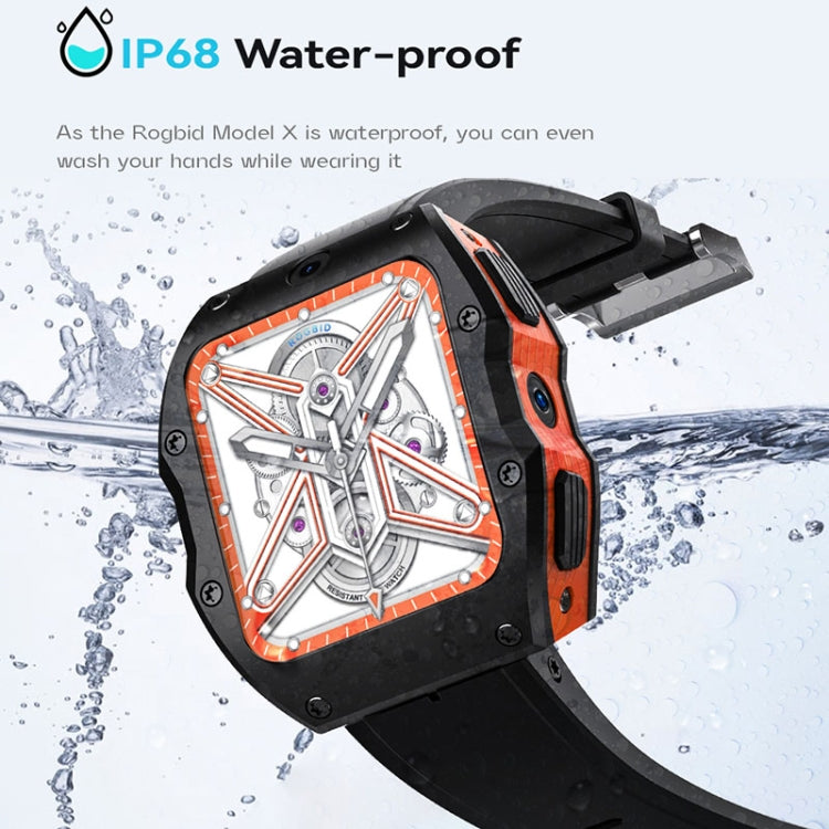 Model X 1.99 inch IP68 Waterproof Android 9.0 4G Dual Cameras Matte Smart Watch, Specification:2GB+16GB(Black Orange) - Android Watch by buy2fix | Online Shopping UK | buy2fix