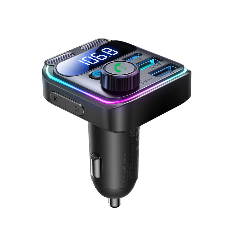 JOYROOM JR-CCB01 48W Dual-Mic Car Wireless FM Transmitter(Black) - Bluetooth Car Kits by JOYROOM | Online Shopping UK | buy2fix