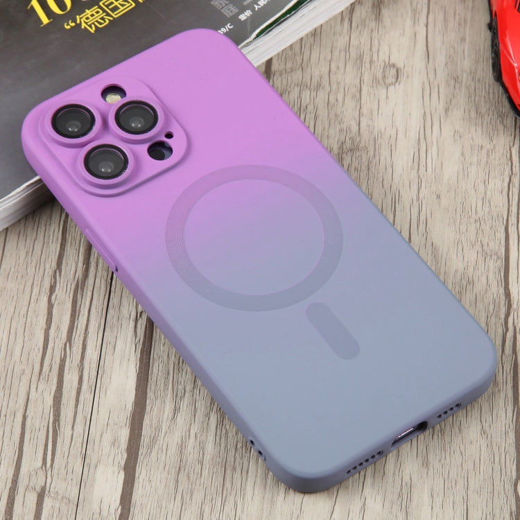 For iPhone 15 Liquid TPU Silicone Gradient MagSafe Phone Case(Purple) - iPhone 15 Cases by buy2fix | Online Shopping UK | buy2fix