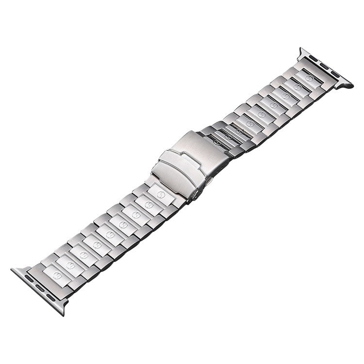 For Apple Watch Series 3 38mm Safety Buckle Titanium Steel Watch Band(Silver) - Watch Bands by buy2fix | Online Shopping UK | buy2fix