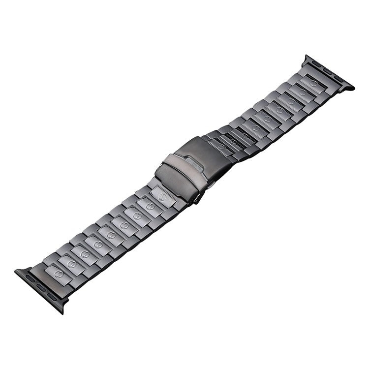 For Apple Watch 42mm Safety Buckle Titanium Steel Watch Band(Grey) - Watch Bands by buy2fix | Online Shopping UK | buy2fix