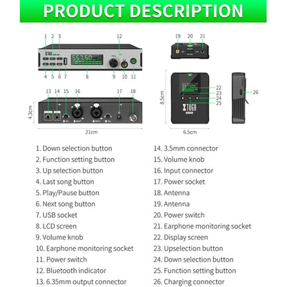 XTUGA SEM100 Professional Wireless In Ear Monitor System 2 BodyPacks(US Plug) - Microphone by XTUGA | Online Shopping UK | buy2fix