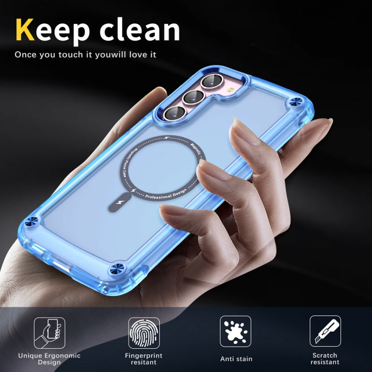 For Samsung Galaxy S22 5G Skin Feel TPU + PC MagSafe Magnetic Phone Case(Transparent Blue) - Galaxy S22 5G Cases by buy2fix | Online Shopping UK | buy2fix