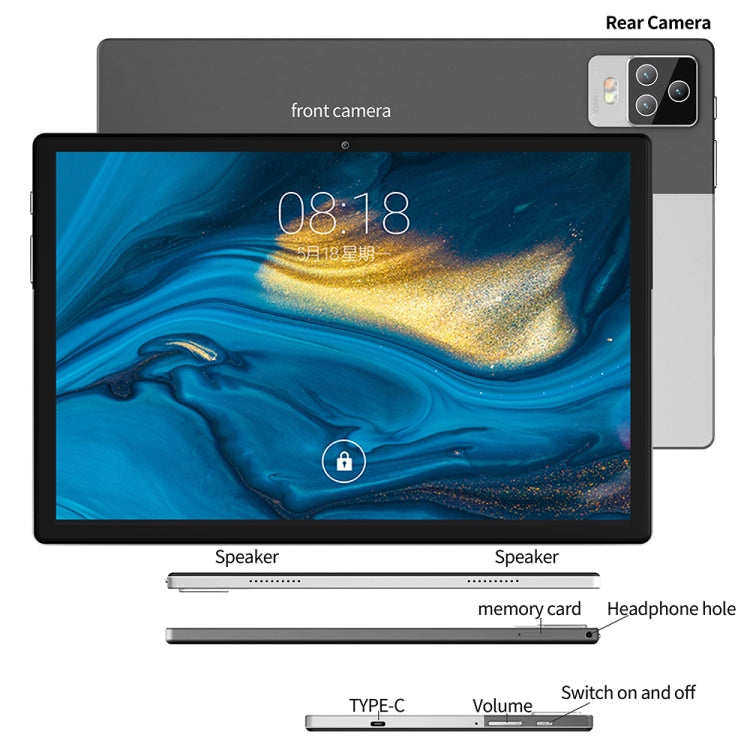 BDF P70 4G LTE Tablet PC 10.1 inch, 8GB+128GB, Android 11 MTK6755 Octa Core, Support Dual SIM, EU Plug(Gold) - BDF by BDF | Online Shopping UK | buy2fix