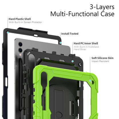 For Samsung Galaxy Tab S9+ / S8+ Silicone + PC Tablet Case(Yellow Green+Black) - Galaxy Tab S9+ Cases by buy2fix | Online Shopping UK | buy2fix