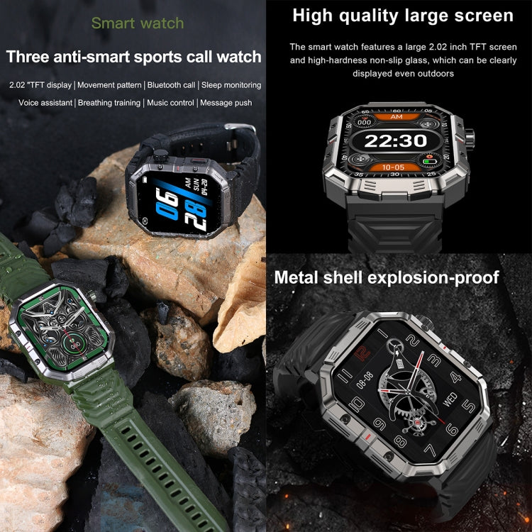 HAMTOD GW55 2.02 inch Screen IP68 Waterproof Smart Watch, Support Bluetooth Call / Heart Rate(Silver Frame) - Smart Watches by HAMTOD | Online Shopping UK | buy2fix
