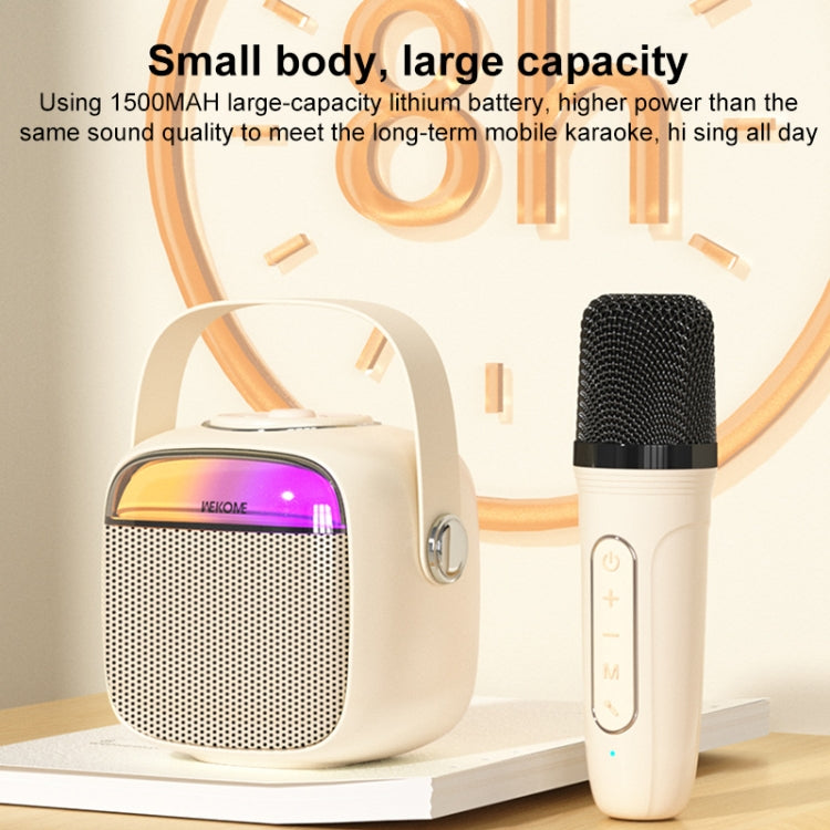 WK D43 Mini Karaoke Bluetooth Speaker(Beige) - Microphone by WK | Online Shopping UK | buy2fix