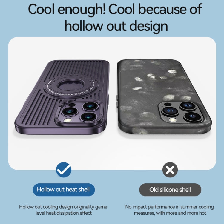 For iPhone 15 Cooling MagSafe Magnetic Ring Holder Phone Case(Blue) - iPhone 15 Pro Max Cases by buy2fix | Online Shopping UK | buy2fix
