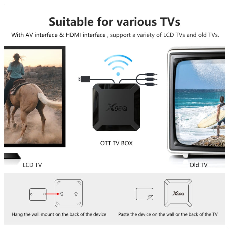 X96Q HD 4K Smart TV Box without Wall Mount, Android 10.0, Allwinner H313 Quad Core ARM Cortex A53 , Support TF Card, HDMI, RJ45, AV, USBx2, Specification:1GB+8GB - Consumer Electronics by buy2fix | Online Shopping UK | buy2fix