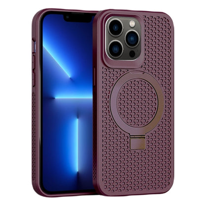 For iPhone 13 Pro Skin Feel PC+TPU Cooling Magnetic Magsafe Phone Case with Stand(Wine Red) - iPhone 13 Pro Cases by buy2fix | Online Shopping UK | buy2fix