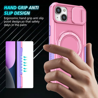 For iPhone 14 Plus Sliding Camshield Magsafe Holder TPU Hybrid PC Phone Case(Purple Pink) - iPhone 14 Plus Cases by buy2fix | Online Shopping UK | buy2fix