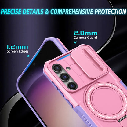 For Samsung Galaxy S23 FE 5G Sliding Camshield Magsafe Holder TPU Hybrid PC Phone Case(Purple Pink) - Galaxy S23 FE 5G Cases by buy2fix | Online Shopping UK | buy2fix