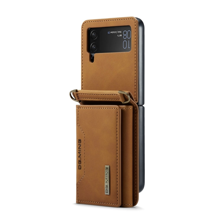 For Samsung Galaxy Z Flip4 5G DG.MING M2 Series Card Bag Magnetic Leather Phone Case(Brown) - Galaxy Z Flip4 5G Cases by DG.MING | Online Shopping UK | buy2fix