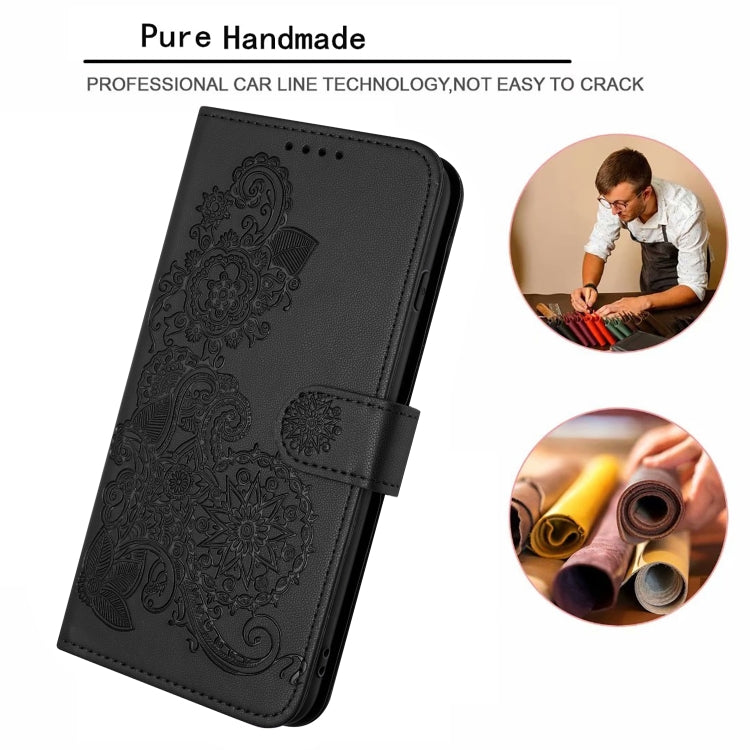 For iPhone 15 Pro Max Datura Flower Embossed Flip Leather Phone Case(Black) - iPhone 15 Pro Max Cases by buy2fix | Online Shopping UK | buy2fix