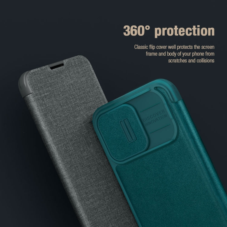 For iPhone 15 Pro NILLKIN QIN Series Pro Fabric Textured Leather Phone Case(Blue) - iPhone 15 Pro Max Cases by NILLKIN | Online Shopping UK | buy2fix