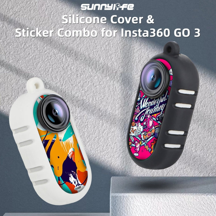 For Insta360 GO 3 Sunnylife Cooling Silicone Case Stickers Skin Wrap Lens Cover with Neck Strap(Black) - Case & Bags by Sunnylife | Online Shopping UK | buy2fix