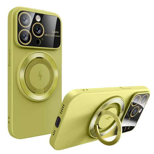 For iPhone 15 Pro Max Large Window MagSafe Magnetic Holder Phone Case(Avocado Green) - iPhone 15 Pro Max Cases by buy2fix | Online Shopping UK | buy2fix