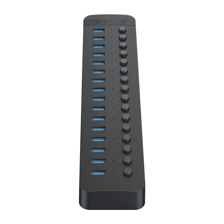 ORICO CT2U3-16AB Plastic Stripes 16 Ports USB 3.0 HUB with Individual Switches, Plug:EU Plug(Black) - USB 3.0 HUB by ORICO | Online Shopping UK | buy2fix