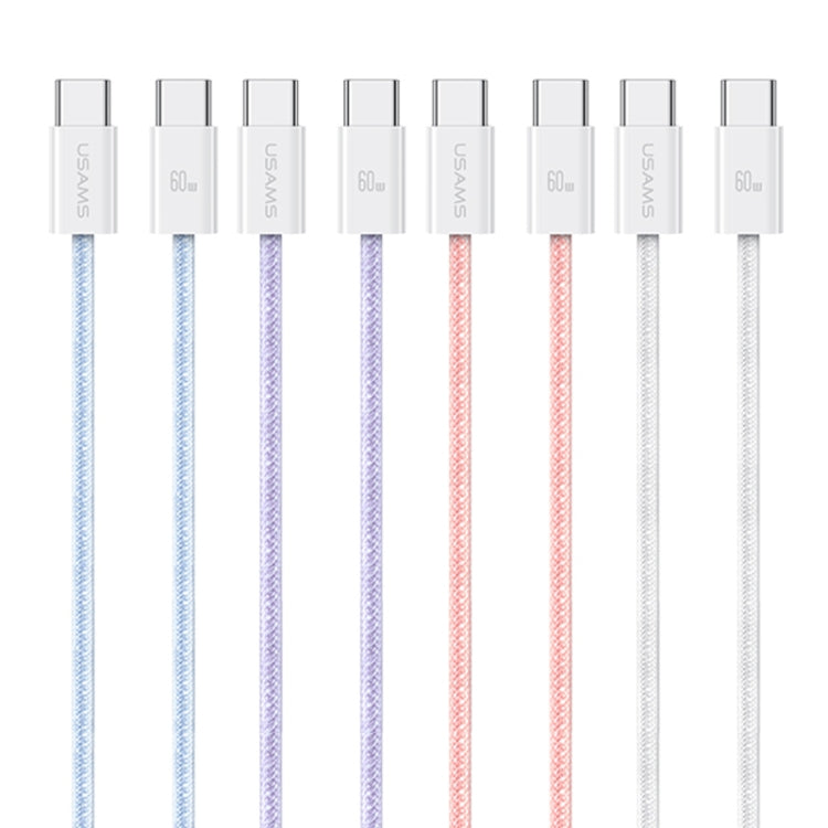 USAMS US-SJ656 U86 PD60W USB-C/Type-C to USB-C/Type-C Rainbow Braided Fast Charging Data Cable, Length: 1.2m(Blue) - USB-C & Type-C Cable by USAMS | Online Shopping UK | buy2fix