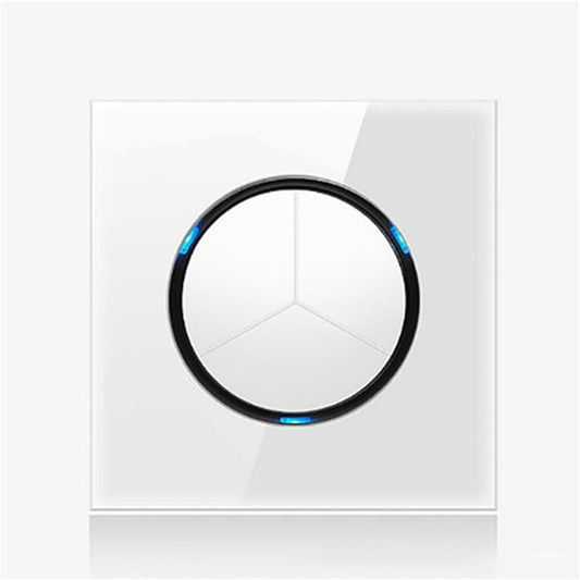 86mm Round LED Tempered Glass Switch Panel, White Round Glass, Style:Three Billing Control - Consumer Electronics by buy2fix | Online Shopping UK | buy2fix