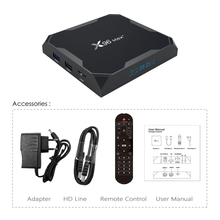 X96 max+ 4K Smart TV Box, Android 9.0, Amlogic S905X3 Quad-Core Cortex-A55,4GB+32GB, Support LAN, AV, 2.4G/5G WiFi, USBx2,TF Card, US Plug - Consumer Electronics by Beelink | Online Shopping UK | buy2fix
