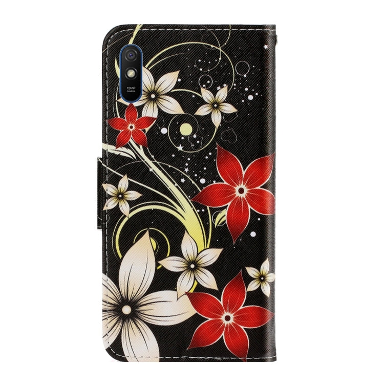 For Xiaomi Redmi 9A 3D Colored Drawing Horizontal Flip PU Leather Case with Holder & Card Slots & Wallet(Red Flower) - Xiaomi Cases by buy2fix | Online Shopping UK | buy2fix