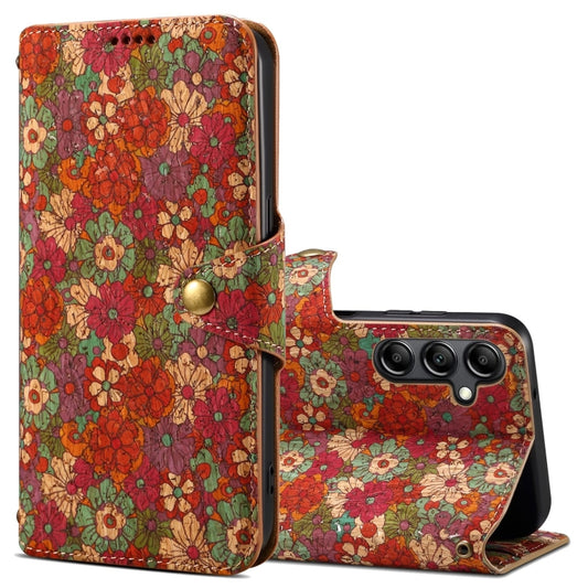 For Samsung Galaxy A14 5G Denior Flower Language Series Cork Fabric Oil Edge Leather Phone Case(Summer) - Galaxy Phone Cases by Denior | Online Shopping UK | buy2fix