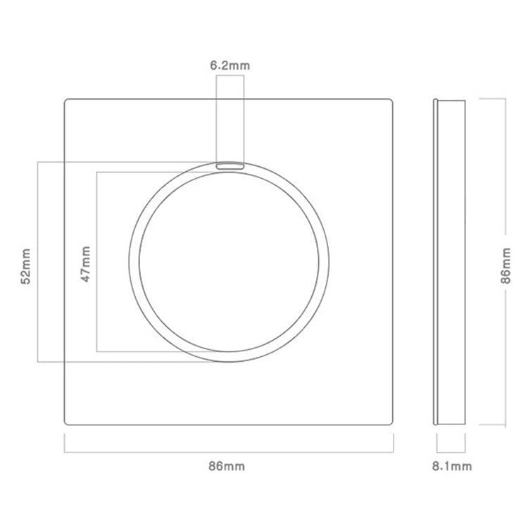 86mm Round LED Tempered Glass Switch Panel, Gray Round Glass, Style:Dual Computer Socket - Switch by buy2fix | Online Shopping UK | buy2fix